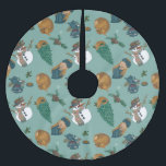 Skirt Christmas tree with snowman Brushed Polyester Tree Skirt<br><div class="desc">Whistle to cover the base of the Christmas tree. Design with placebo, snowflakes and dolls, biscuits and tea, deer in the forest. Look at my store at the rest of the designs for this product and the other products I offer you. Skirt to cover the base of the Christmas tree....</div>