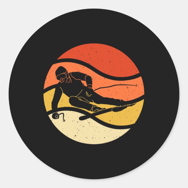 Skis, Alpine Skiing, _6  Classic Round Sticker (Front)