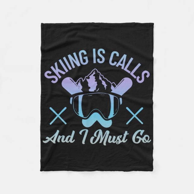 Skis, Alpine Skiing, _7  Fleece Blanket (Front)