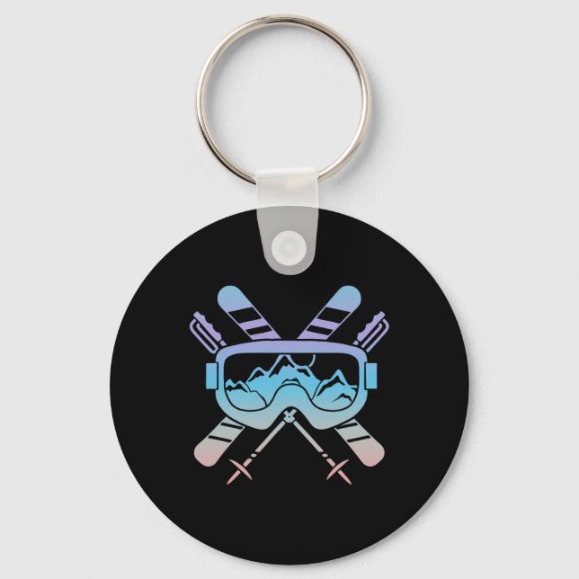 Skis, Alpine Skiing, _8  Key Ring (Front)