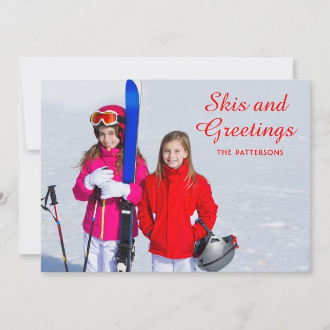 Skis and Greetings Photo Personalised | Christmas (Front)