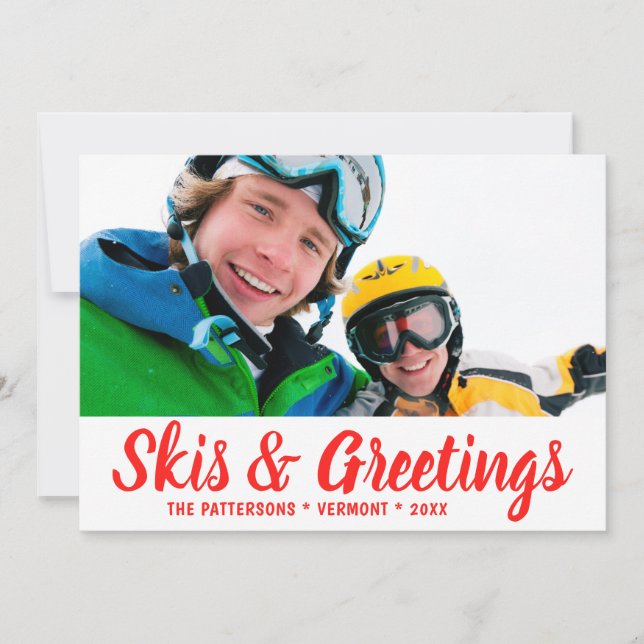 Skis and Greetings Photo Personalised | Christmas (Front)