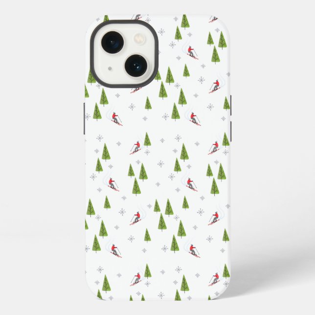 Skis and Pine Trees iPhone Case (Back)