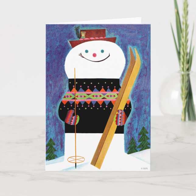 Skis for Snowman Holiday Card (Front)