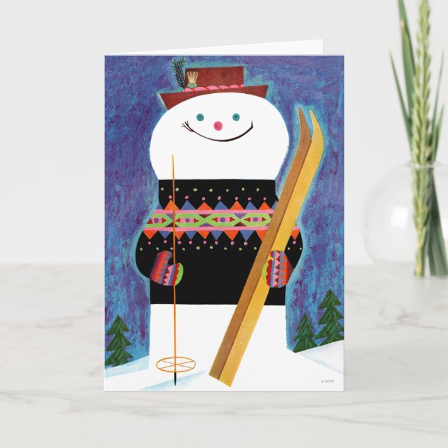 Skis for Snowman Holiday Card (Front)