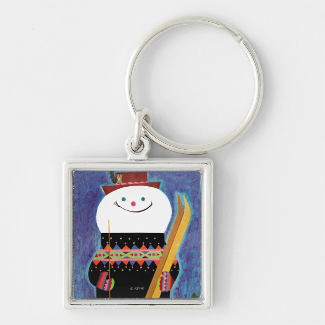 Skis for Snowman Key Ring (Front)