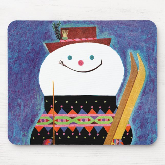 Skis for Snowman Mouse Pad (Front)