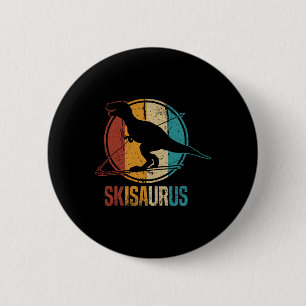Skisaurus Funny Skiing Dino Ski Dinosaur Skiing Di 6 Cm Round Badge
