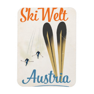 Skiwelt Austria ski travel poster Magnet