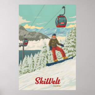 SkiWelt Austria Snowboarding Travel Poster