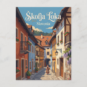 Škofja Loka Old Town Alley Slovenia Postcard