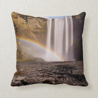 Skógafoss Polyester Throw Pillow 16" x 16"