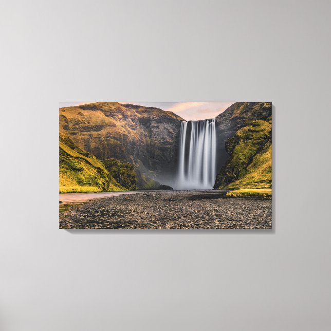 Skogafoss Waterfall in the Morning Sunrise Canvas Print (Front)