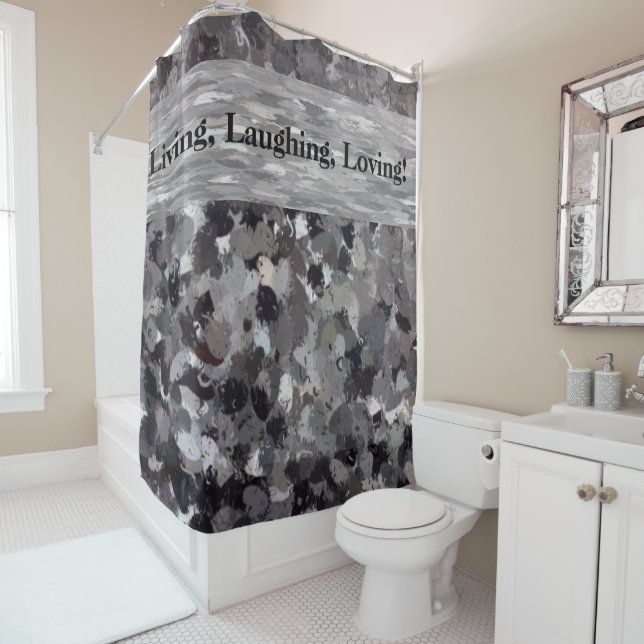 Skogafoss Waterfall Rocks Art Shower Curtain (In Situ)