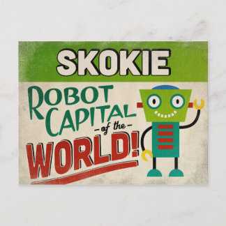 Skokie Illinois Robot - Funny Vintage Postcard