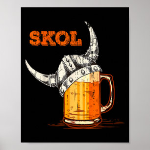 Skol Nordic Viking Helmet Drinking Gl Poster