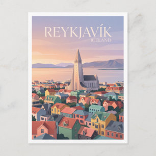 Skólavörðuholt Reykjavík Skyline Iceland Postcard