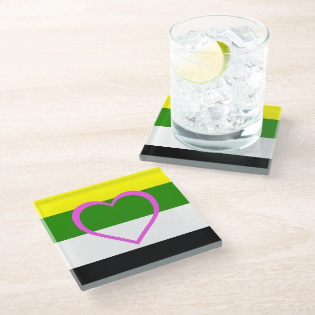 Skoliosexual Pride Glass Coaster (Angled)