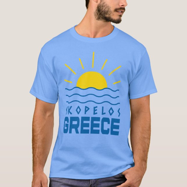 Skopelos Greece Sunshine And Sea Men's Blue T-Shirt (Front)