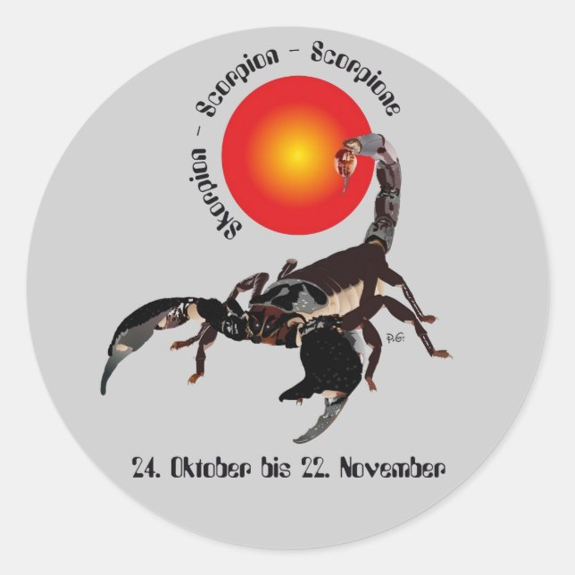 Skorpion 24. Oktober bis 22. November Aufkleber Classic Round Sticker (Front)