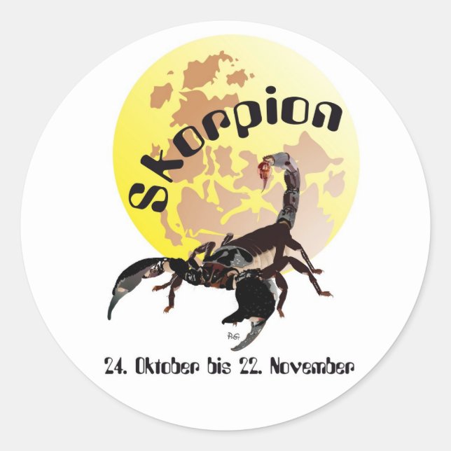 Skorpion 24. Oktober bis 22. November Aufkleber Classic Round Sticker (Front)