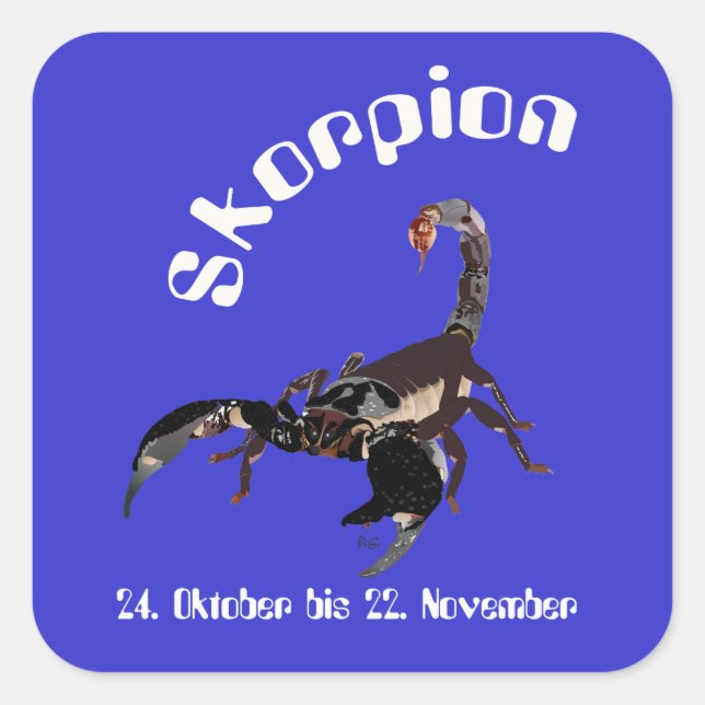 Skorpion 24. Oktober bis 22. November Aufkleber Square Sticker (Front)
