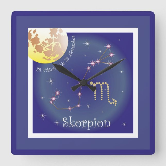 Skorpion 24. Oktober bis 22. November Uhr Square Wall Clock (Front)