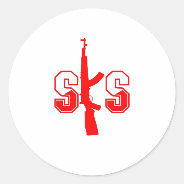 SKS Assault Rifle Logo Red.png Classic Round Sticker (Front)