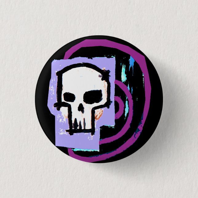 Skull 12 3 cm round badge (Front)