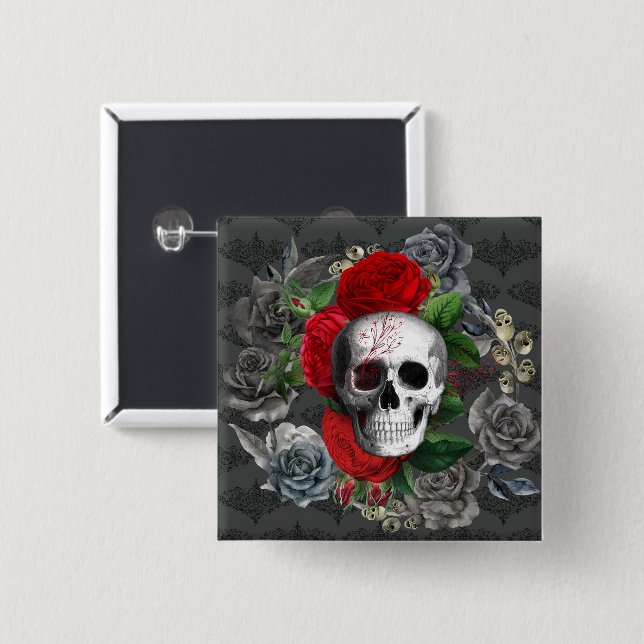 Skull 15 Cm Square Badge (Front & Back)