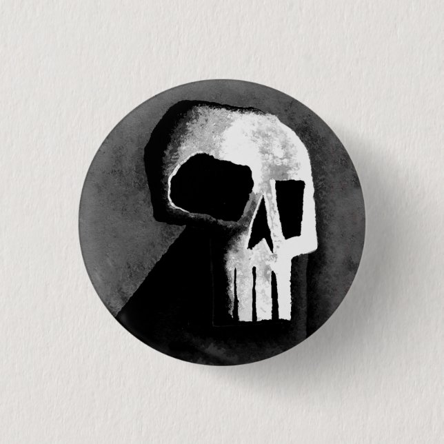 Skull 15-Grey 3 Cm Round Badge (Front)