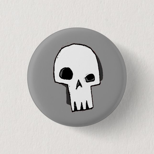 Skull 16-Grey 3 Cm Round Badge (Front)