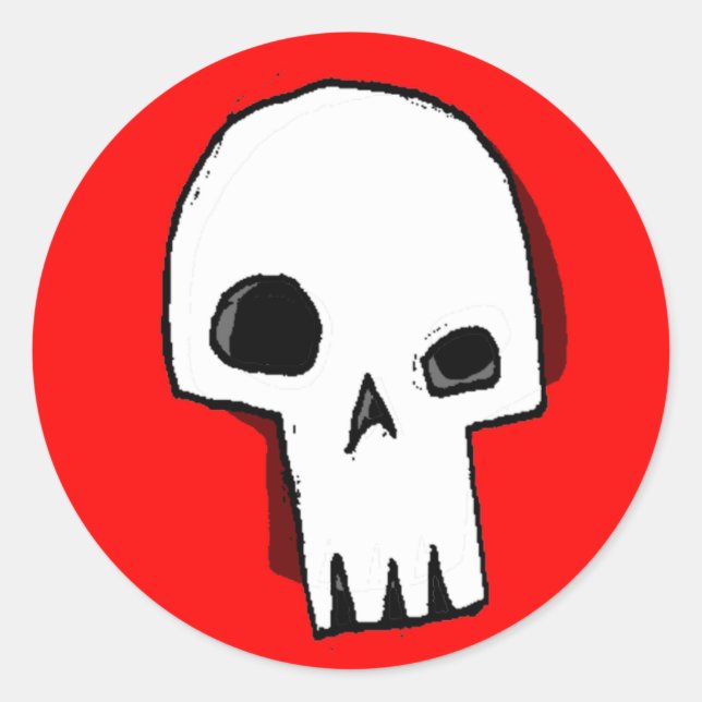 Skull 16-Red Classic Round Sticker (Front)