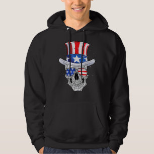Skull 4th of July Uncle Sam Men USA American Flag Hoodie