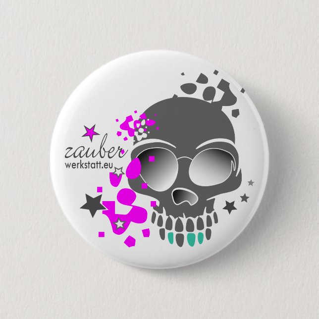 SKULL 6 CM ROUND BADGE (Front)