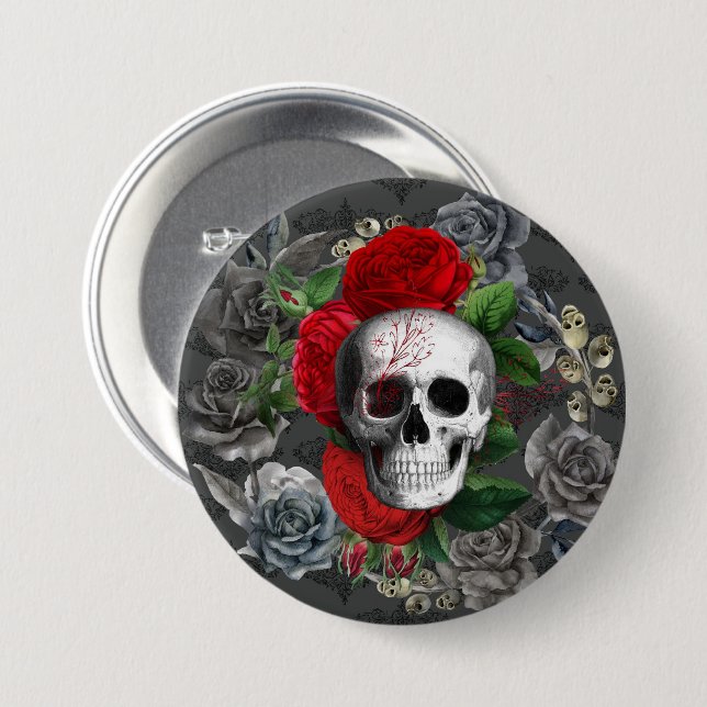Skull 7.5 Cm Round Badge (Front & Back)