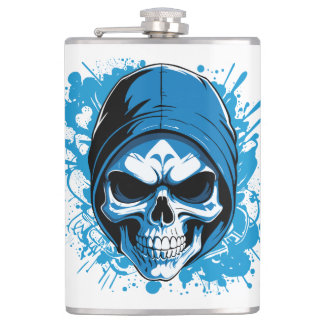 SKULL A GRAFFITI STYLE HIP FLASK