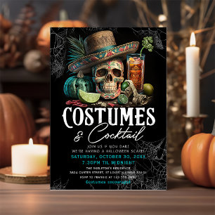 Skull Adult Halloween Cocktails & Costumes Party  Invitation