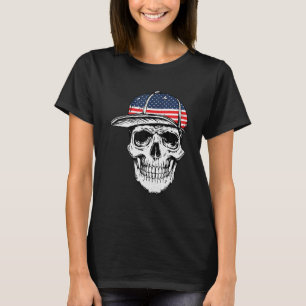 Skull American Flag 4th Of July Cool Skeleton Patr T-Shirt