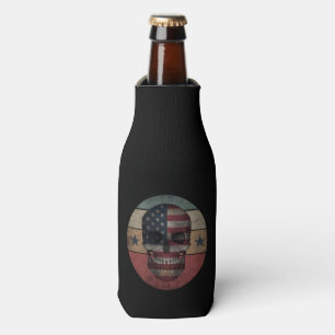 SKULL AMERICAN FLAG PATRIOTIC GIFT BOTTLE COOLER