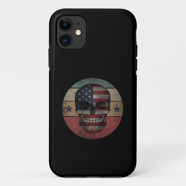 SKULL  AMERICAN FLAG PATRIOTIC GIFT Case-Mate iPhone CASE (Back)