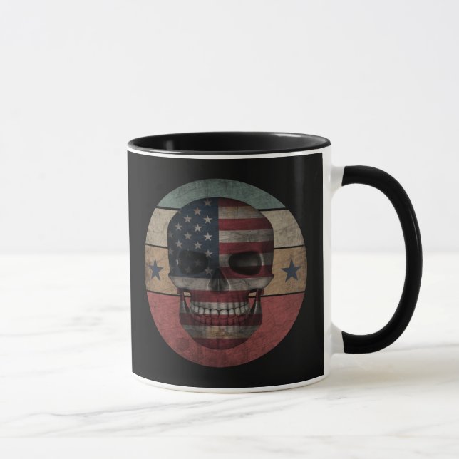 SKULL  AMERICAN FLAG PATRIOTIC GIFT MUG (Right)