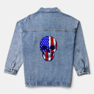 skull american flag skeleton patriotic denim jacket