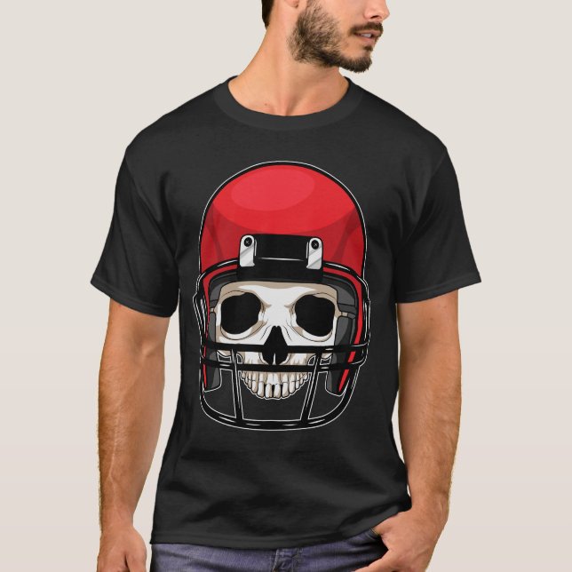 Skull American Football Sports T-Shirt (Front)