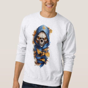 Skull and Autumn Leaves Tattoo Style Sweatshirt