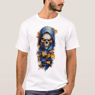 Skull and Autumn Leaves Tattoo Style T-Shirt
