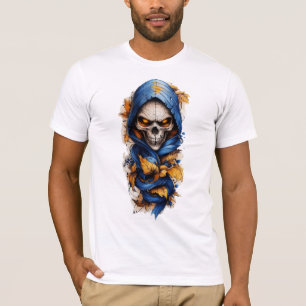 Skull and Autumn Leaves Tattoo Style T-Shirt