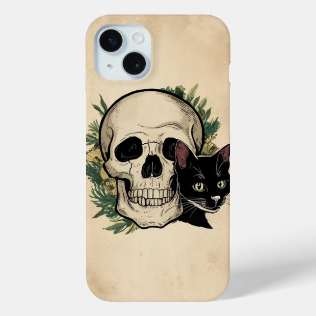 Skull and Black Cat  Case-Mate iPhone Case (Back)