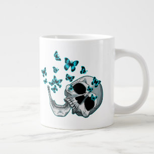 Skull and Blue Butterflies Mug
