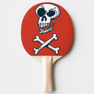 skull and bones cartoon style funny illustration ping pong paddle